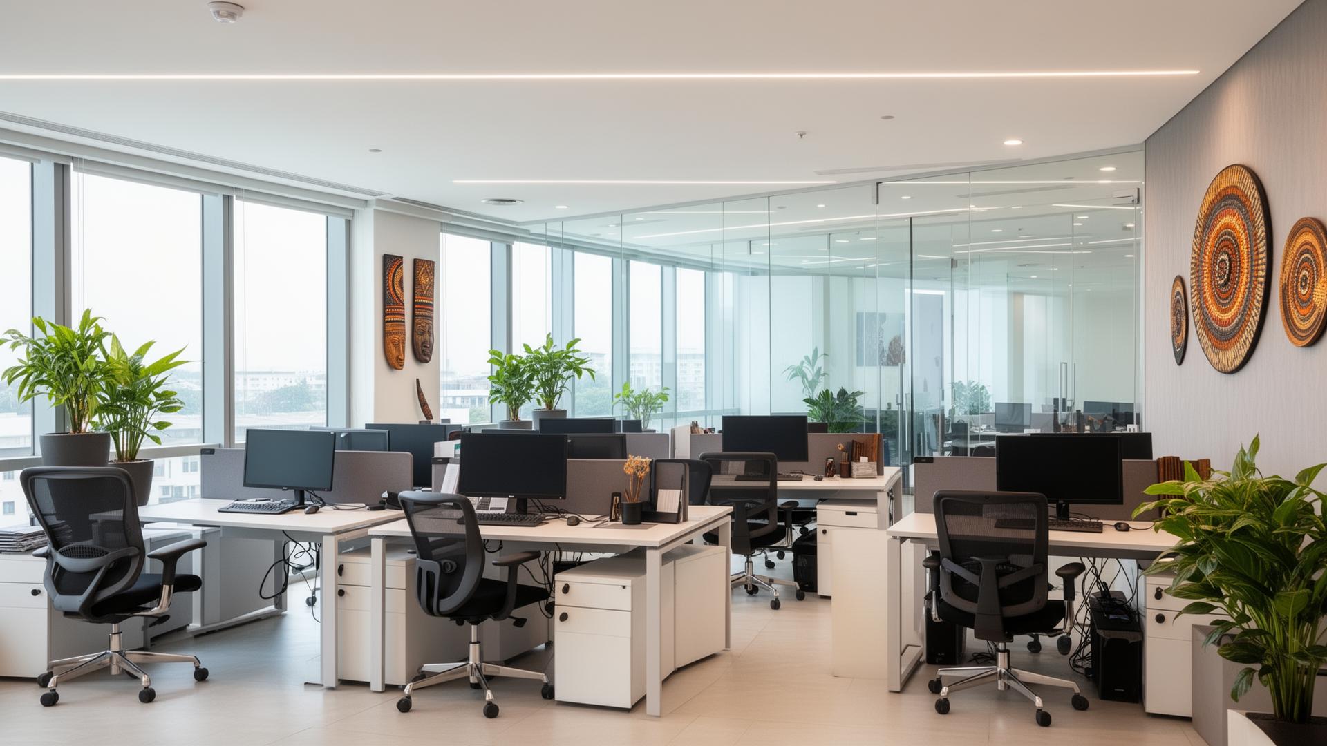 Pristine modern Nigerian corporate office cleaned by Merak Cleaning Solutions